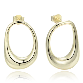 Náušnice Moonlit Stříbrné moderní náušnice s organickým tvarem pozlacené