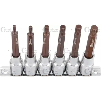 Condor hlavice zástrčné 1/2", XZN M5 - M12, Xcess Performance, délka 100 mm, sada 6 dílů - 100-08597