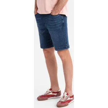 Pánské šortky s elastickým pasem a efektem praní - modré V2 OM-SRDS-0192