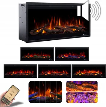 Elektrický krb k zabudování s topnou funkcí Aflamo černý 1500 W 160 x 48 x 22 cm