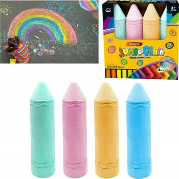 Kresba VELKÁ KŘÍDA CHODNÍKOVÁ BAREVNÁ HRUBÁ XXL ŠKOLNÍ 4KS JUMBO