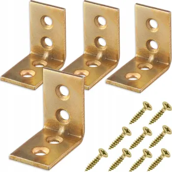 Tesařské kování 40x40mm ZESÍLENÝ ROHOVÝ ÚHELNÍK NÁBYTKOVÝ MONTÁŽNÍ + ŠROUBY 4ks