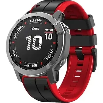 Řemínek na hodinky Double silicon Garmin QuickFit řemínek 22mm - Černo/Červený IR-AWGW-0753