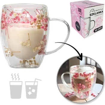 Sklenice Flamenco Mystique Termo sklenice s květinami uvnitř, gypsophila 300ml 1ks SZK78
