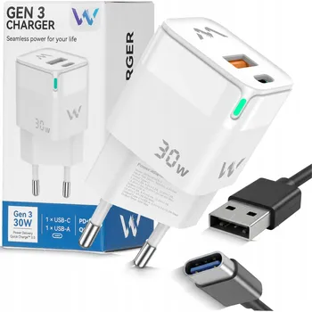 Síťová nabíječka Wenom 30W USB-C a USB-A, rychlé nabíjení