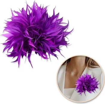 Brož Flamenco Mystique Ozdobná brož, sponka do vlasů 2v1 pírka fialová BZ207FIO