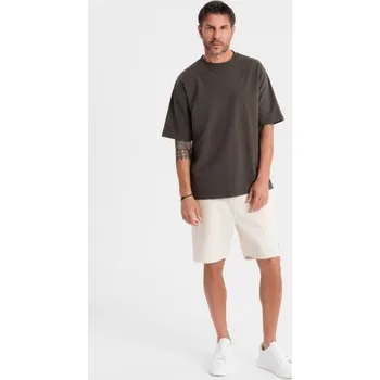 Unisex tepláky se stahovací šňůrkou v pase - krémová V2 OU-SRBC-0101