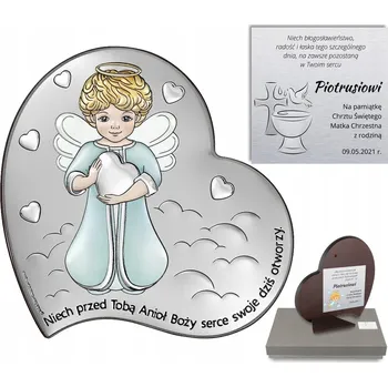 Obraz Dárek Ke Křtinám pro dívku - stříbrný andělský obrázek na křtiny + gravírování