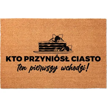 Rohožka KOKOSOVÁ ROHOŽKA 40X60 BÉŽOVÁ POD DVEŘE HUMOR HIT NÁPIS DORT = ÚVOD