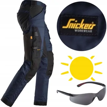 Pánské kalhoty Pracovní kalhoty SNICKERS Stretch AllroundWork 6341 + brýle, tmavě modré, velikost 58