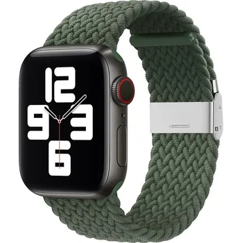 Řemínek na hodinky AW Pletený řemínek na Apple Watch s přezkou - Army green Šířka uchycení řemínku: 38/40/41/42mm, Barva: Army Green IR-PTRAW-01