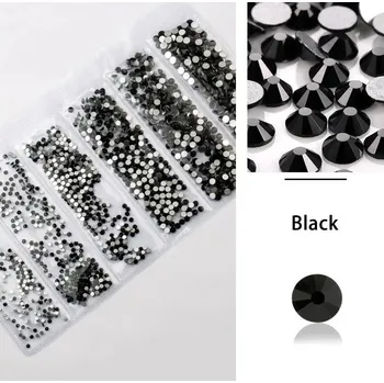Třpytivé skleněné kamínky na nehty 1440ks | zdobení nehtů, skleněné kamínky - Černý