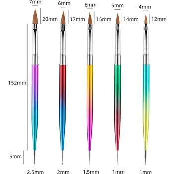 5dílná sada štětců na nail art s kamínky pro zdobení nehtů | štětce na nehty, sada nástrojů - 07