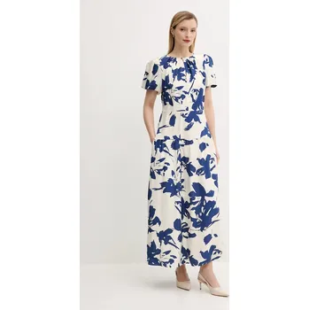 Dámské šaty Lněné šaty Answear.LAB tmavomodrá barva, maxi W25.65.flk 59X, vel. S