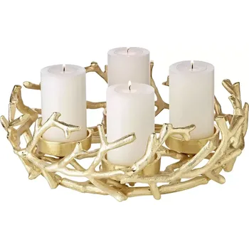 Luxusní adventní věnec EDZARD Porus, poniklovaný hliník,zlatá