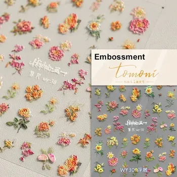 Elegantní květinové samolepky na nehty | dekorace, nálepky - WY30