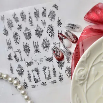 Kawaii květinové samolepky na nehty s 5D efektem | ozdoby, nálepky - MS744