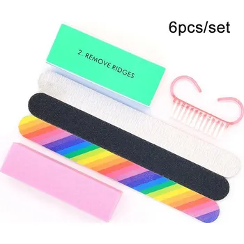 Leštící blok pro gelové a přírodní nehty | pilník, leštička - sada 6 kusů