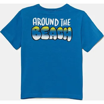 Chlapecké tričko Dětské bavlněné tričko United Colors of Benetton modrá barva, s potiskem, 3I1XG10JM 3I1XG10JM.P.Seasonal 55X, vel. 104
