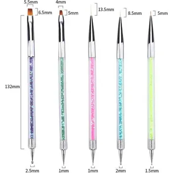 5dílná sada štětců na nail art s kamínky pro zdobení nehtů | štětce na nehty, sada nástrojů - 01