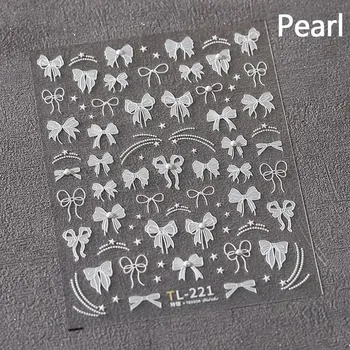 Bílo černé samolepky s 3D ozdobami na nehty | ozdoby na nehty, dekorace - TL221