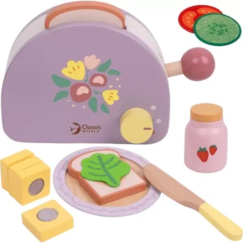 Dětské zboží Dřevěný snídaňový toustovač s příslušenstvím 13 ks