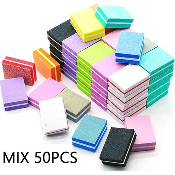 50 ks Barevné mini pilníky na nehty do kabelky | pilník, houbička - 29