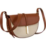 Peterson Béžovo-hnědá dámská kabelka z kůže a plátna PTN CAN-03 Velikost: ONE SIZE