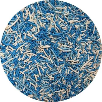 Jedlá dekorace na dort Cukrové zdobení tyčinky modro-bílý mix 80g - I LOVE CAKES