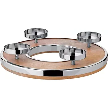 Svícen Adventní věnec EDZARD Jale, mangové dřevo, okraj leštěná ocel