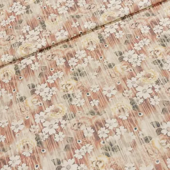 Šatovka viskózová 3245 B, květinky na béžové / Tencel, š.140cm (látka v metráži)