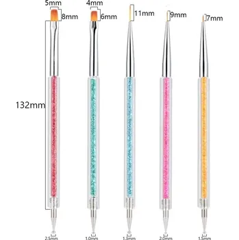 5 ks Sada zdobiček pro nail art s kamínky | zdobení nehtů, štětec na nehty - 06