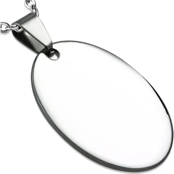 Přívěsek Šperky4U Ocelový přívěšek - destička ovál 25 x 35 mm - DR1076