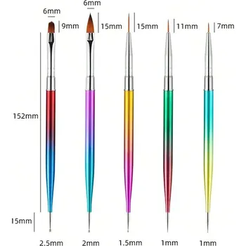 Sada štětců na zdobení nehtů pro gel i akryl | nail art, manikúra - 24