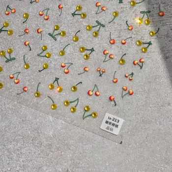 Lesklé 3D samolepky květiny na nehty | dekorace, nálepky na nehty - 1 ks TA213