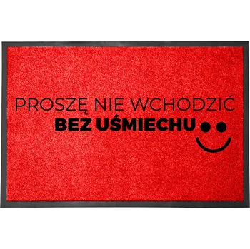 Rohožka VSTUPNÍ ROHOŽKA 40X60 ČERVENÁ HUMOR NÁPIS NECHOĎTE BEZ ÚSMĚVU
