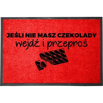 Rohožka VSTUPNÍ ROHOŽKA 40X60 ČERVENÁ HIT NÁPIS BEZ ČOKOLÁDY? OMLOUVÁM SE