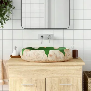 Umyvadlo VidaXL Umyvadlo na desku, zeleno-hnědé, oválné, 59x40x15 cm