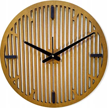 Hodiny VELKÉ, MODERNÍ DŘEVĚNÉ HODINY NA ZEĎ, LAMELY, LOFT, DO OBÝVÁKU, TICHÉ, DUB