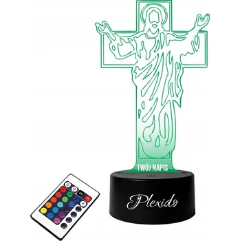 Dekorativní svítidlo LAMPKA NA SKLE Ježíš na Kříži Náboženská 3D LED RGB + DÁLKOVÝ OVLADAČ 16 BAREV