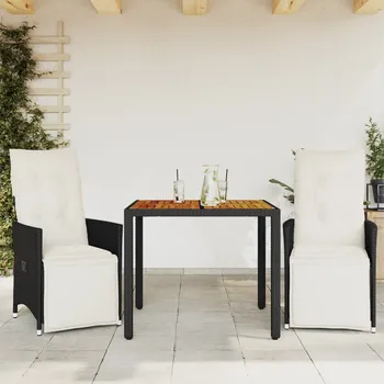 Zahradní nábytek 3dílný bistro set s poduškami černý polyratan Černý3276855
