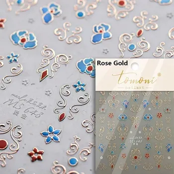 Umělé nehty 5D květinové samolepky na nehty růže | samolepky, nehtové doplňky - MS648RG