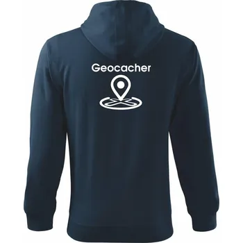 Pánská mikina Geocacher maps - Mikina s kapucí na zip trendy zipper - 3XL ( Námořní modrá (velmi tmavá - téměř černá) )
