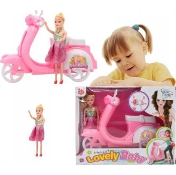 Panenka 7773 Panenka na velkém růžovém skútru 22 cm