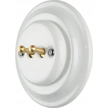 vypínač Keramický dvojitý páčkový vypínač loft retro bílá