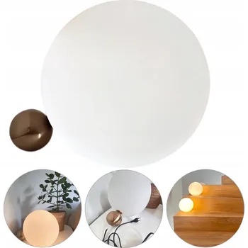 Lampička STOLNÍ LAMPA KOULE 22 CM SKLENĚNÁ BÍLÁ MODERNÍ LOFT + ŽÁROVKA