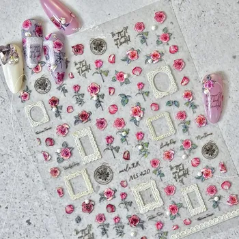 Lesklé 3D samolepky květiny na nehty | dekorace, nálepky na nehty - 1 ks ms420-JZ