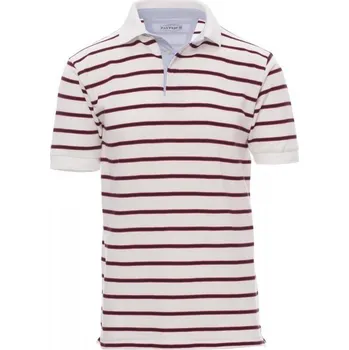 Pánské tričko Payperwear Pánská pruhovaná polokošile Sheffield Barva: bílá - červená vínová, Velikost: L