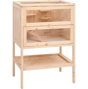 Klec pro křečka, 55x40x80 cm, masivní jedlové dřevo