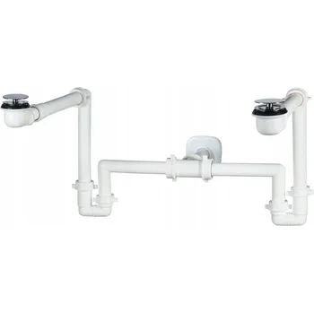 Sifon Dvojitý sifon pro úsporu místa SPAZIO BAGNO bílý + zátka click-clack